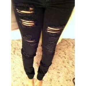 Forever 21 black distressed jeans SZ 26 never worn