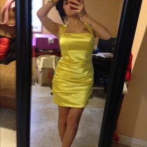 Yellow satin dress