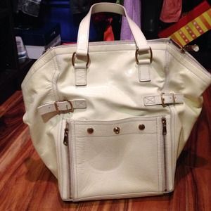 YSL ivory patent leather bag