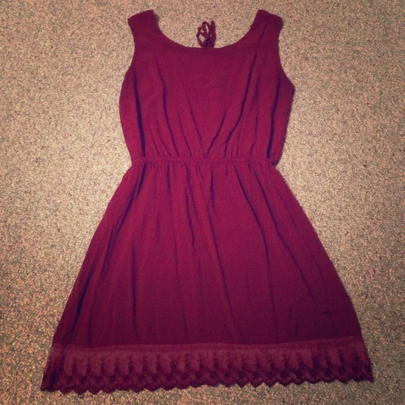 Brandy Melville Burgundy Lace Open-Back Dress