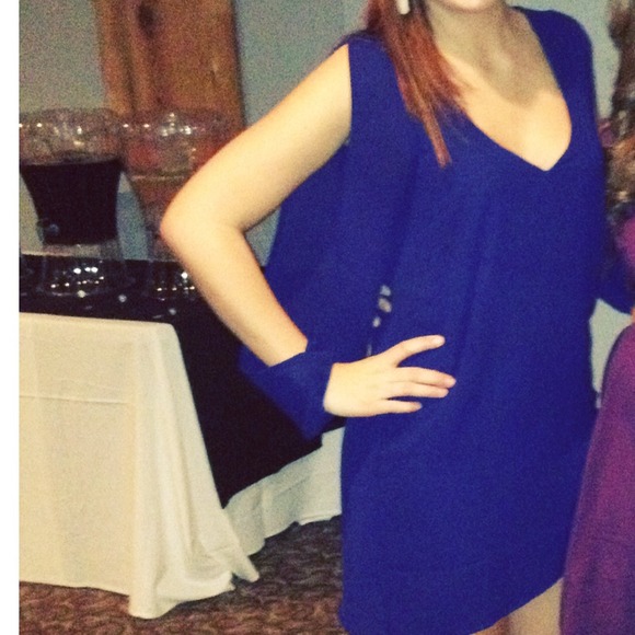 Tobi Open-Arm Navy Blue Dress