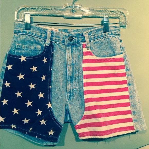 American Flag Denim Shorts