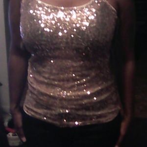 Sequined spaghetti strap tank