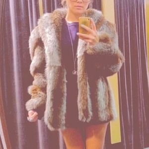 Vintage brown and grey fur coat
