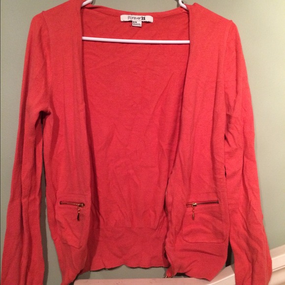 Coral Zip Up Cardigan