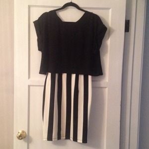 Blk/ white stripe crop top dress