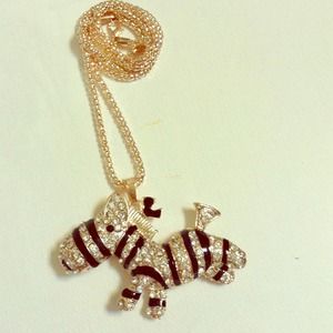 Zebra rhinestone fashion long necklace NEW