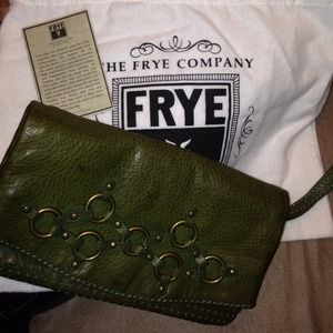 Authentic Frye fold over clutch