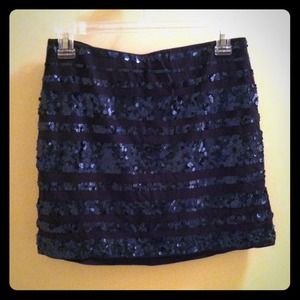 Express Navy Sequined Mini Skirt XS NWOT