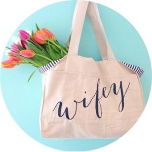 NWT Wifey Stripe Canvas Tote - (Wedding/Bride)