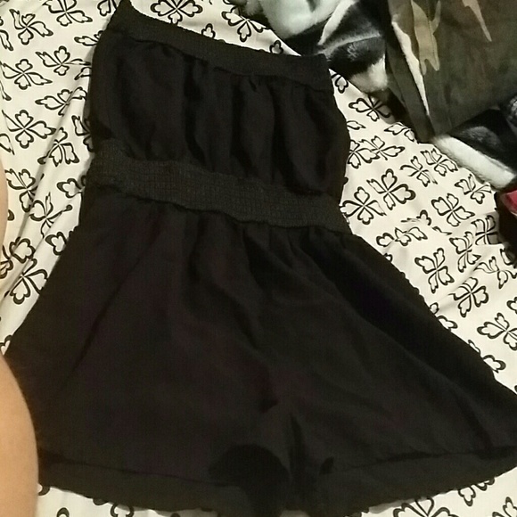 Black Strapless Romper shorts