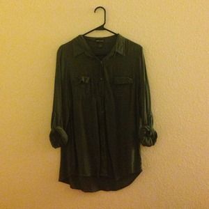 Army green chiffon shirt