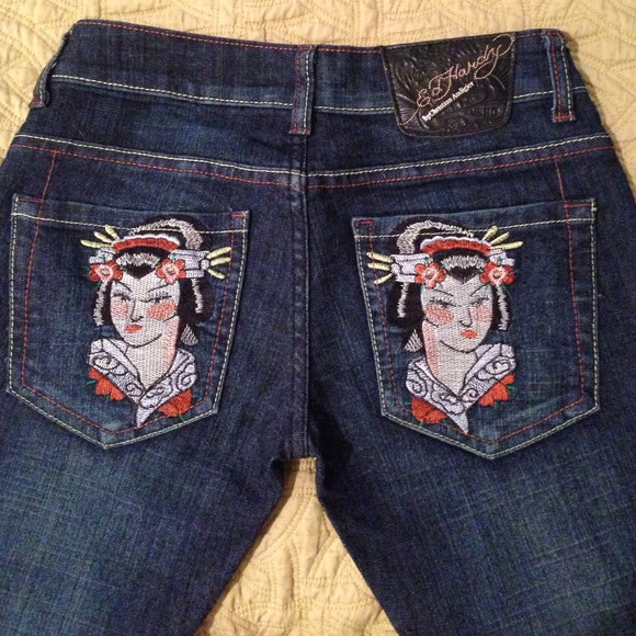 Ed Hardy Denim - NWOT Geisha Girl Embroidered Pockets
