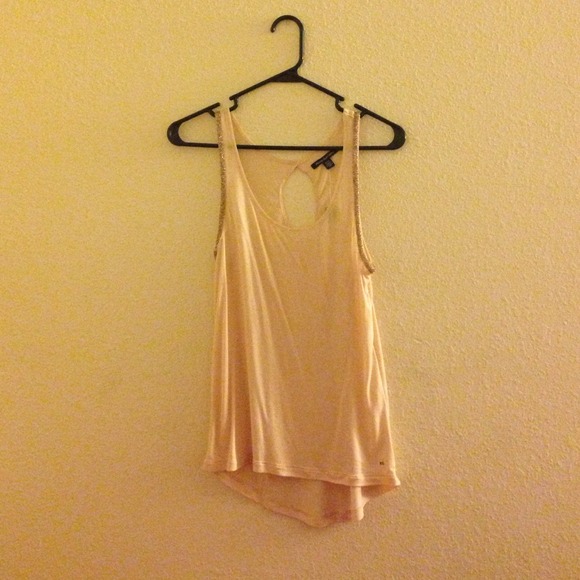 Flowy light pink tank top with jewel detailing