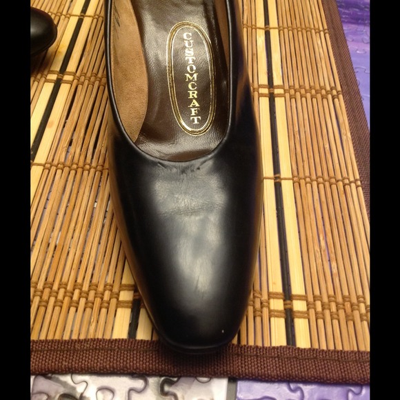 Vintage Custom Craft Black bow shoes sz 7 aa Narrow - Picture 6 of 6