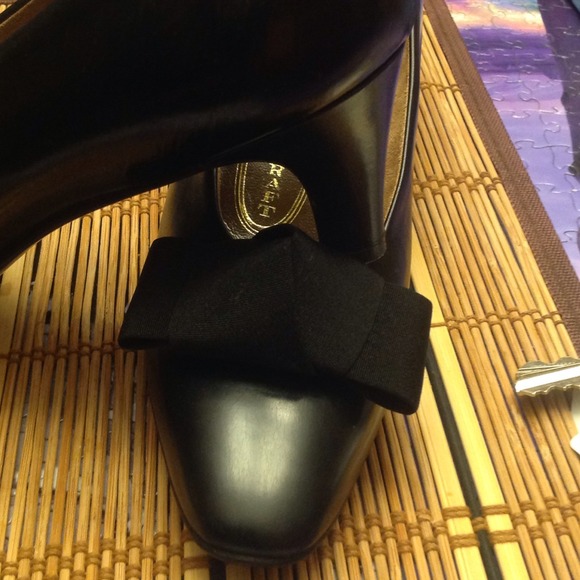 Vintage Custom Craft Black bow shoes sz 7 aa Narrow - Picture 4 of 6