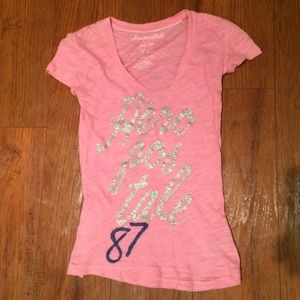 Aeropostale XS Pink tee with glitter letters!