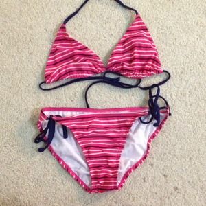 Magenta striped bikini