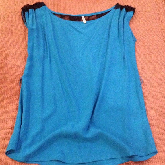 Blue top w black lace on back