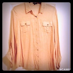 Beige Button Top