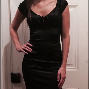 Stop Staring Black Satin Dress