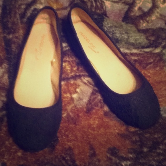 Black flats with lace design