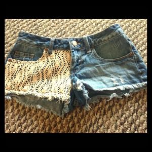 American Rag Crochet denim shorts