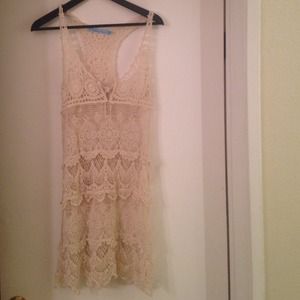 Crochet Lace Sheer Beach Coverup Dress