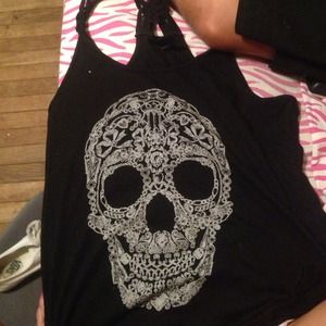 Skull black tank top