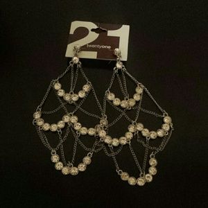 Chandelier silver bling earrings