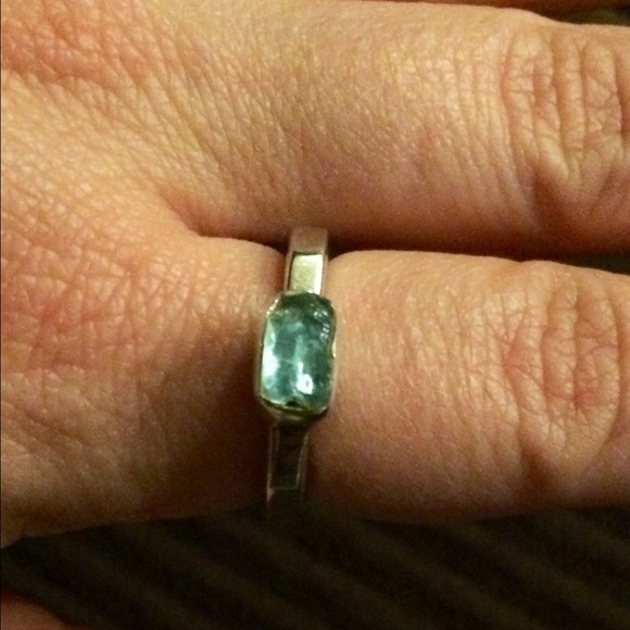 Lilly Barrack Silver Ring w/ Aquamarine stone.