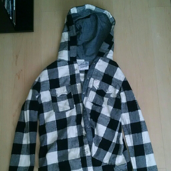 Flannel button down with hood
