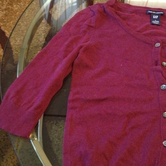 Maroon 3/4 sleeve cotton cashmere sweater - Picture 2 of 2