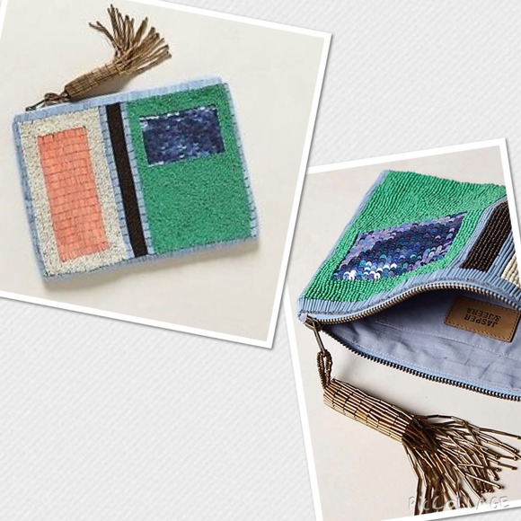 🔻NWOT Anthropologie Blueprint Beaded Pouch