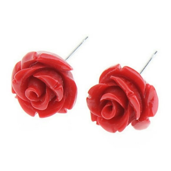 Red Rose Earrings