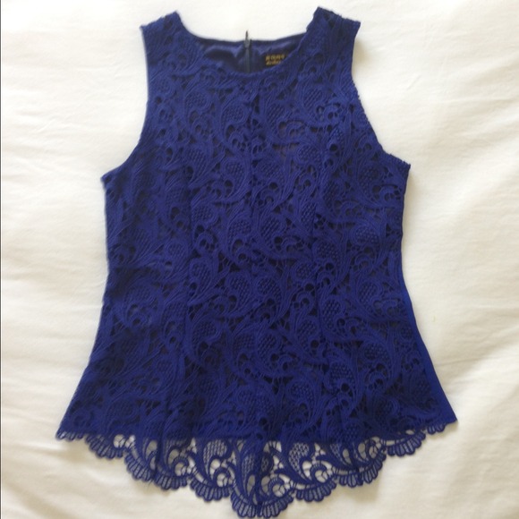 Cobalt lace overlay top