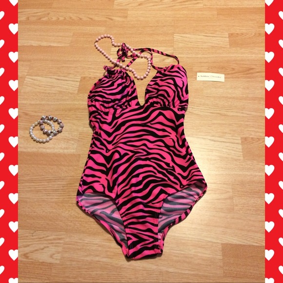 Boobie & Brooks Outerwear - One piece pink zebra bathing suit🔆✨