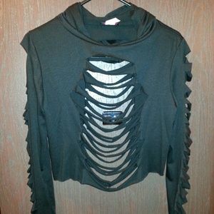 Slashed black crop top