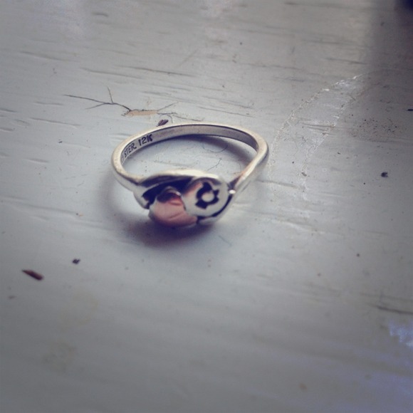 12k solid sterling silver ring with rose gold