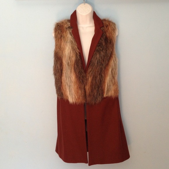 Zara faux long wool vest trench coat