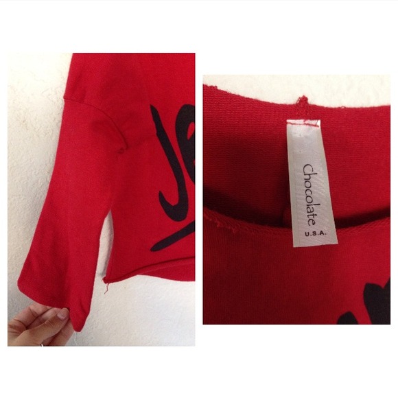 ❌Sold Cropped Red Pullover "Je Taime" - Picture 3 of 4