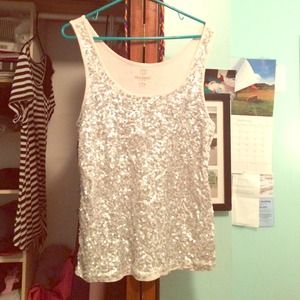 White and Silver Sequin Tank