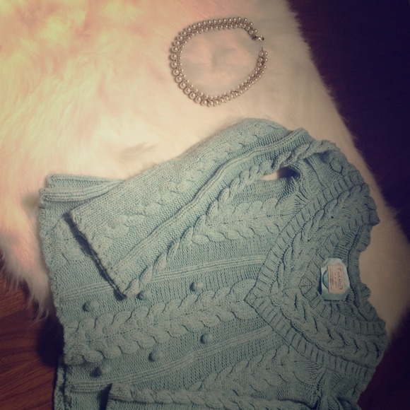 ❌sold❌ Periwinkle blue cable knit v neck sweater