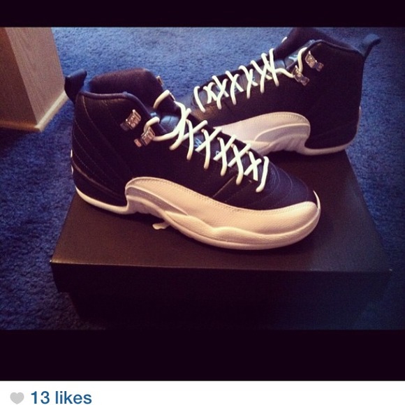 Navy blue Jordan 12's