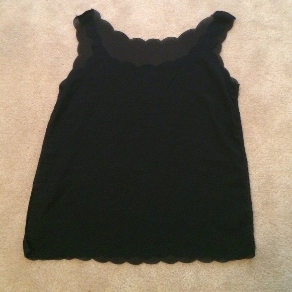 Sheer tank with scalloped neckline