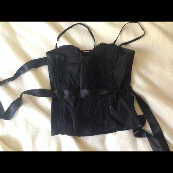 ⛔️SOLD Black chiffon stretchy bustier - Picture 2 of 4