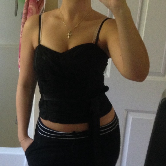 ⛔️SOLD Black chiffon stretchy bustier - Picture 3 of 4