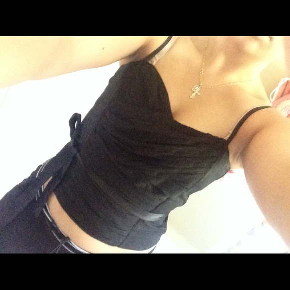 ⛔️SOLD Black chiffon stretchy bustier - Picture 4 of 4