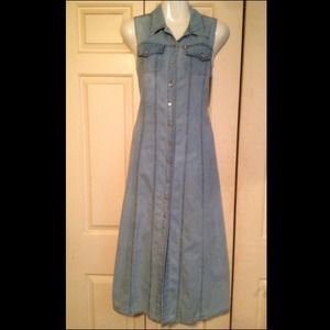 VTG Denim Blue Jean Long Dress 9/10 Chambray 90s