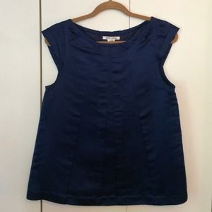 Alice  + Olivia Navy Silk Satin Top